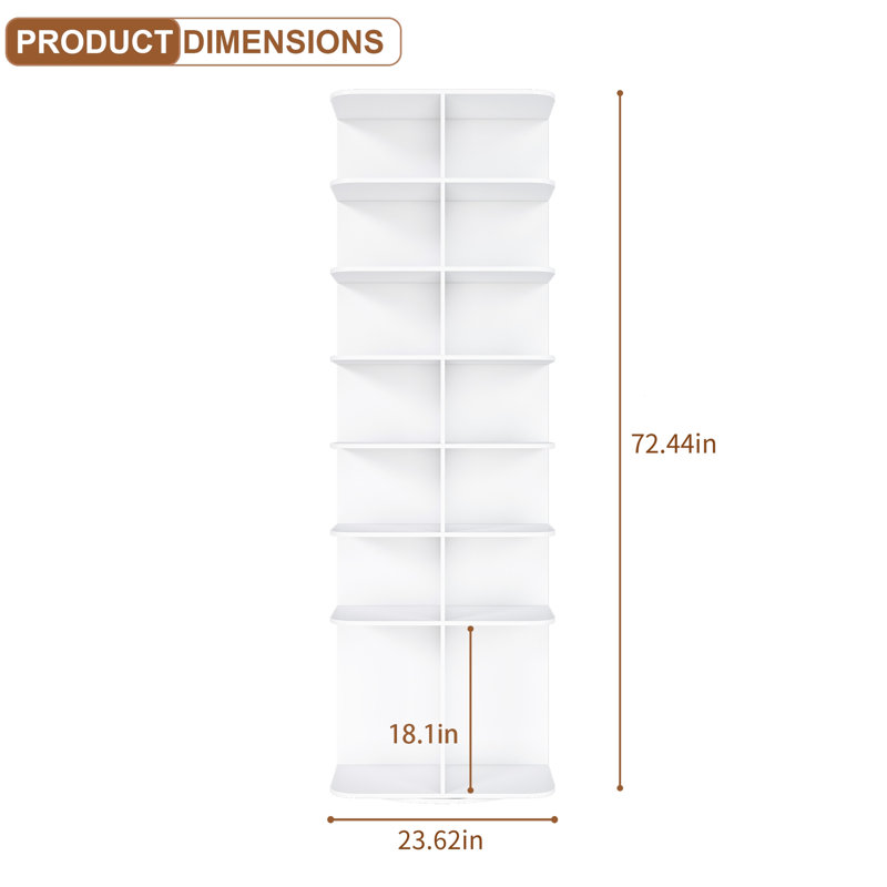 7 porte-chaussures rotatifs, rangement rotatif à 360 °, support rotatif blanc, organisateur, convient à 28 paires,