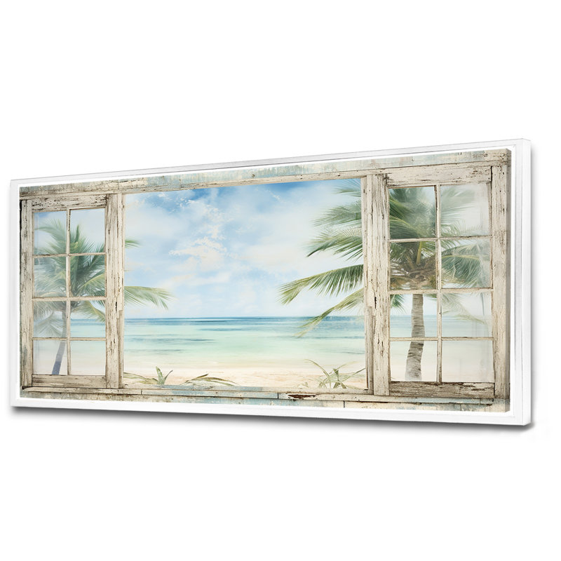 Décoration tropicale fenêtre tropicale horizon II - fenêtres côtières, Cadre flottant blanc, H 28 po x l 60 po x P 1,5 po