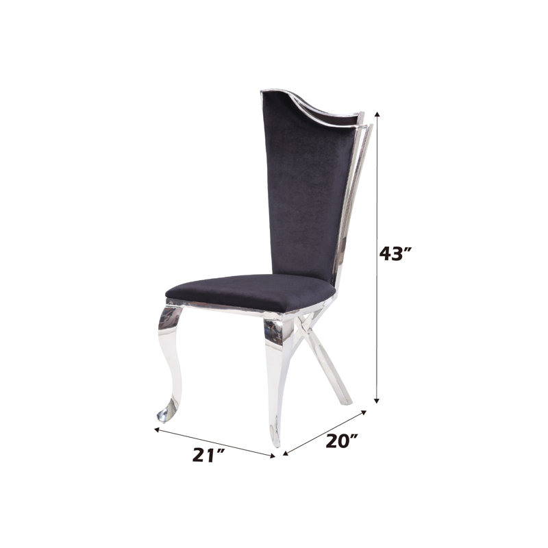 Ensemble de 2 chaises d'appoint en tissu cyren noir et acier inoxydable
