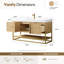 Ensemble de meuble-lavabo à simple cuve 60 "en chêne foncé Scotto avec plateau en pierre composite à grain blanc Scotto-381521720