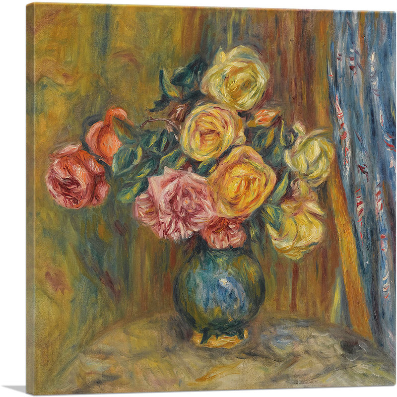 «Still Life Roses» par Pierre-Auguste Renoir, reproduction d'art sur toile tendue, H 18 po x l 18 po x P 0,75 po