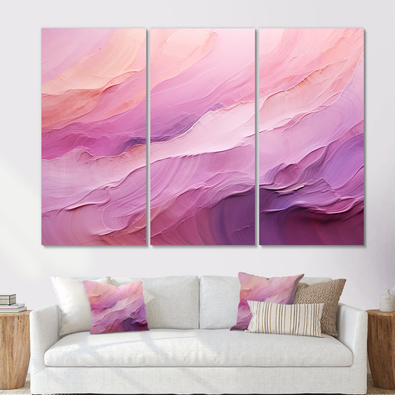 Ensemble de décorations murales abstraites à encre liquide Tuba Terrain Mountainous Mauve III, Toile tendue