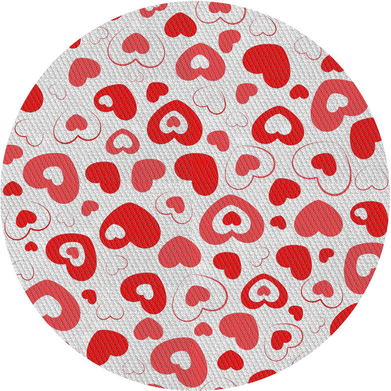 Tapis rouge/gris à motifs Hyuk, Rond 3 pi