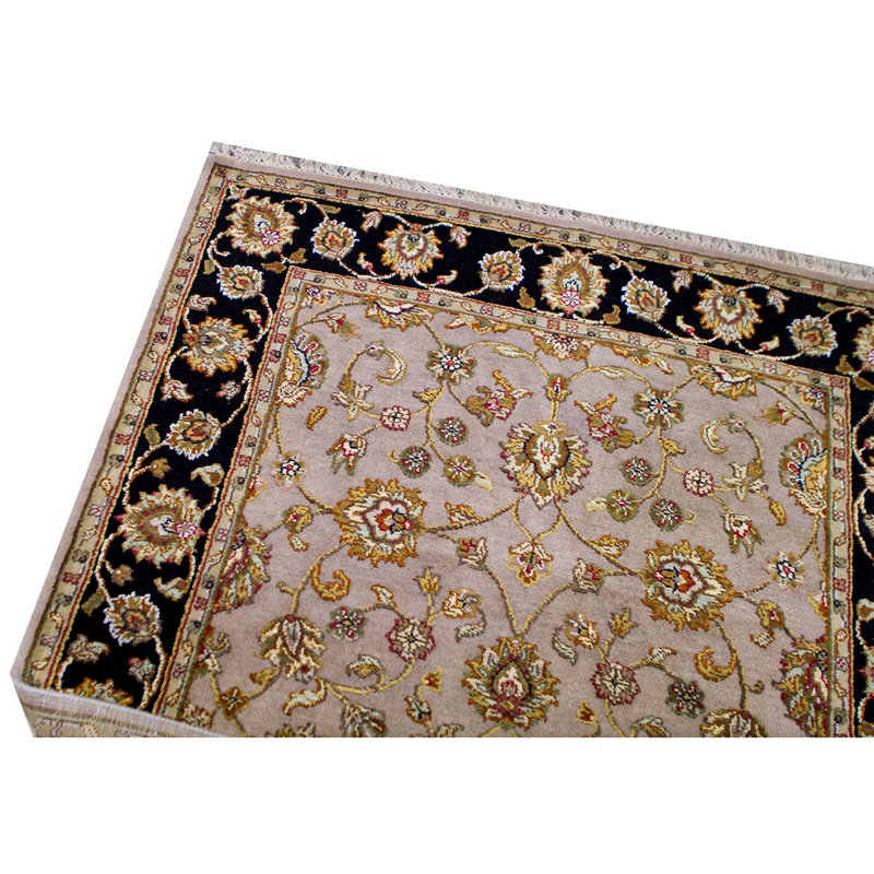 Tapis chameau et noir noué à la main de haute qualité