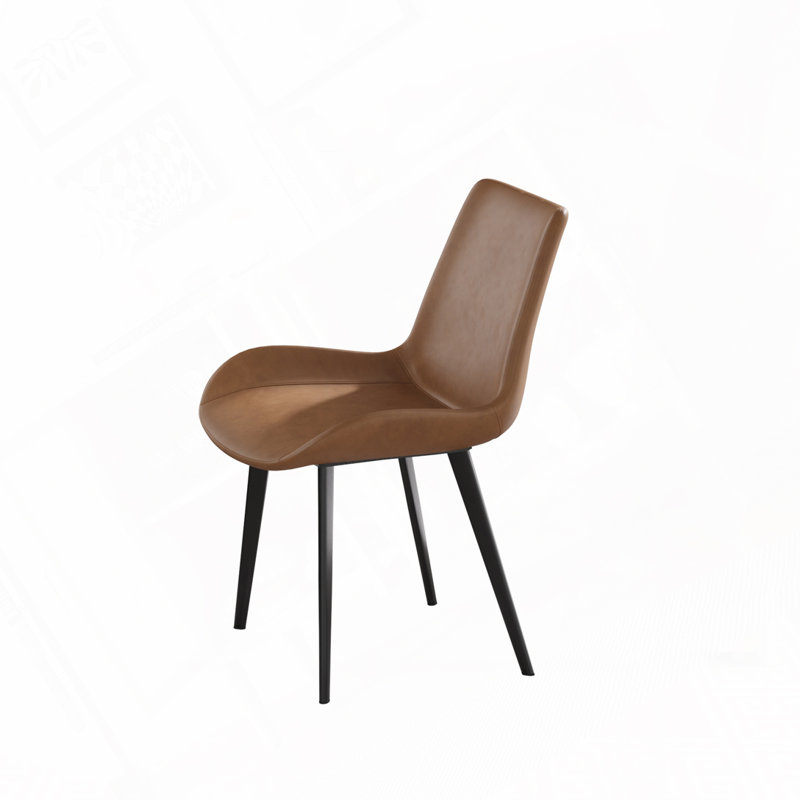 Angiens 19.69'' H Faux Leather Upholstered Metal Side Chair, Brown, 2