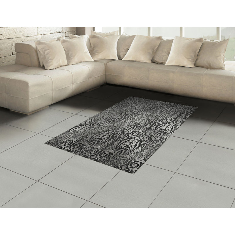 Gray High Density Long Fiber Poly Threads Decorative Area Rug Carpet, Rectangle 4' x 5'8"