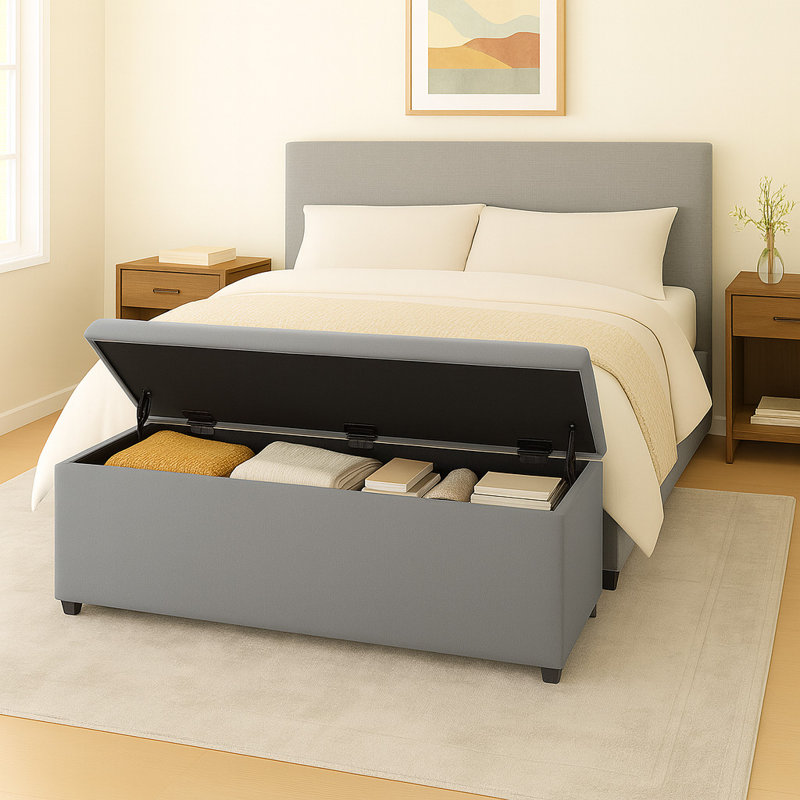 Chesterfield Plush Velvet Upholstered Storage Ottoman Bench – Deep Tufted Lid & Wooden Legs, 45cm H x 180cm W x 40cm D