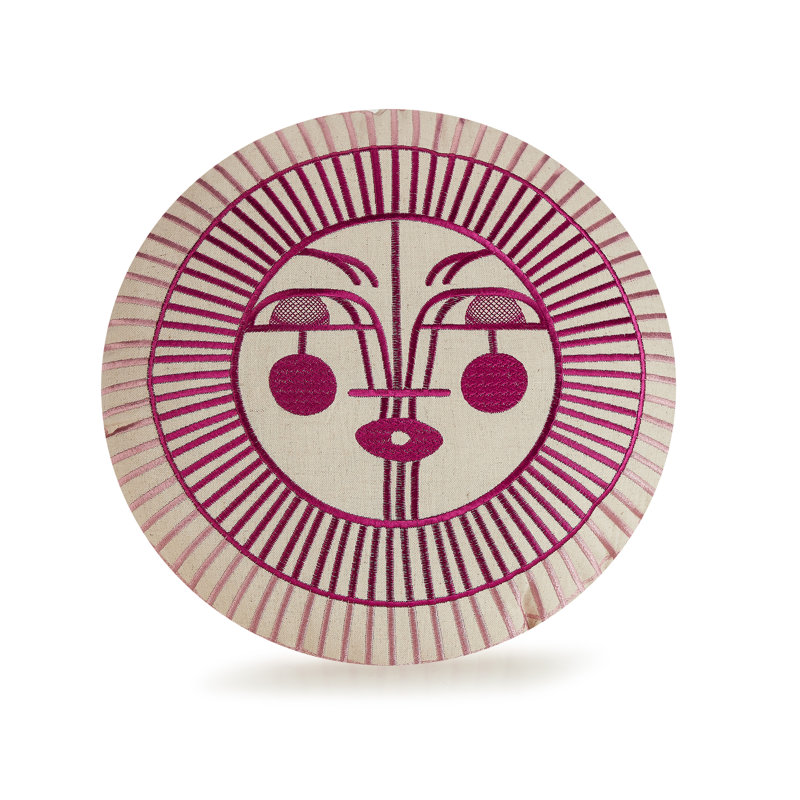 Ayo Embroidered Round Pillow Cover & Insert, PInk
