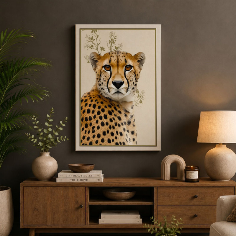 Dignified Cheetah Boho - Wrapped Canvas, 24x16 - 61.0 x 40.6 cm, White Border