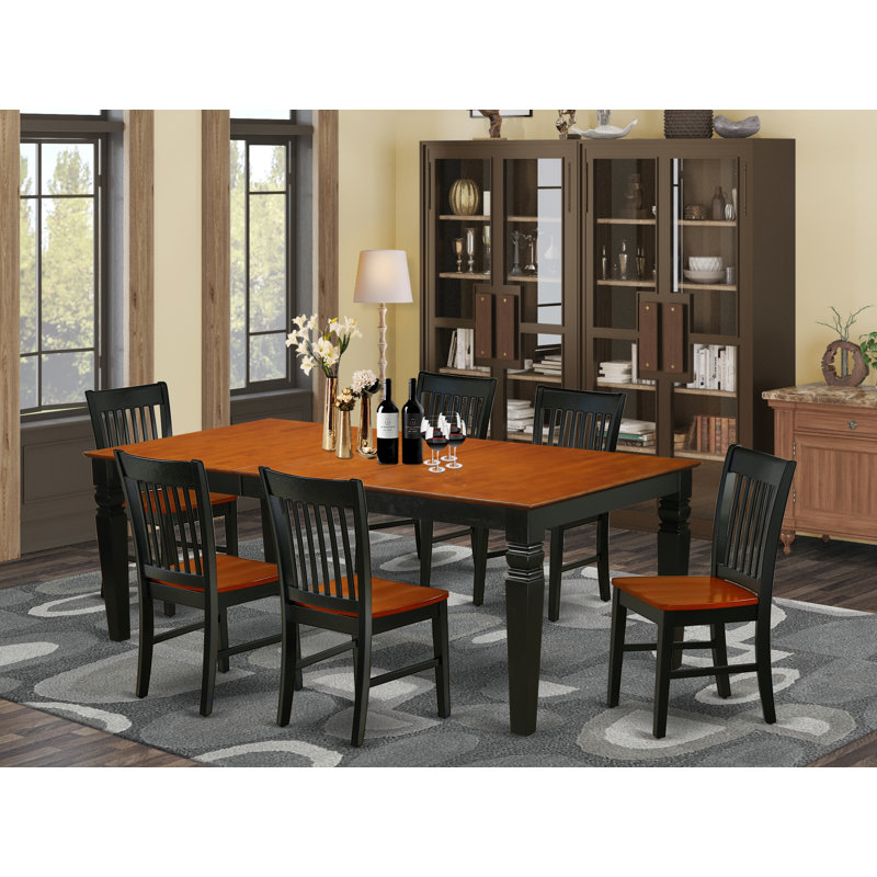 Ensemble de salle à manger extensible Crossan, Black/Cherry, 9 Pieces: 1 Table, 8 Chairs