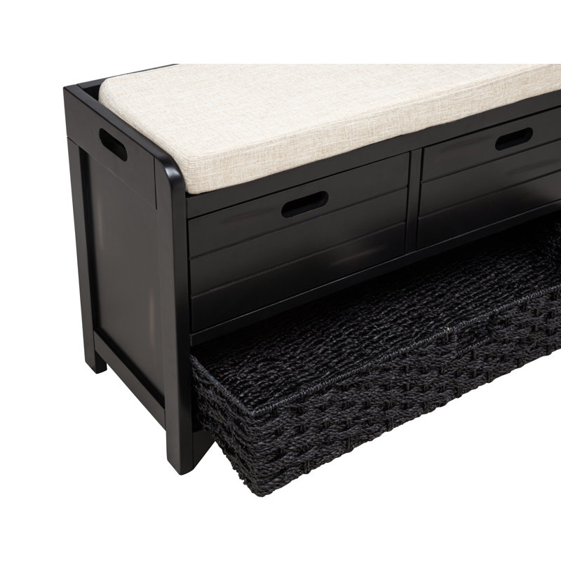 Thomasine 3 Drawer Storage Bench , Black
