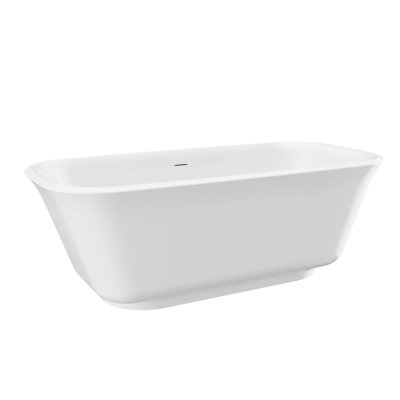 67" Acrylic Freestanding Bathtub Square Soaking Tub Glossy White Bathroom Fixture With Overflow Hole