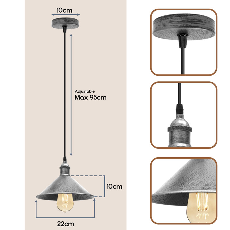 Abdulbaki 1 - Light Cone Pendant, Brushed Silver