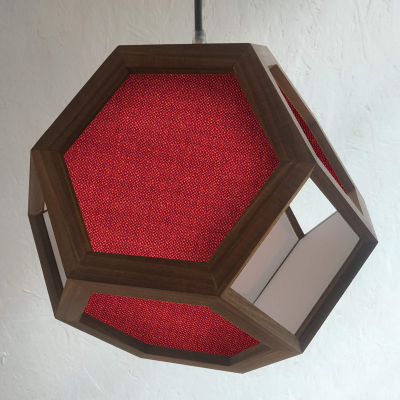 Chew 1 - Light Oil Geometric Pendant, Walnut/Red