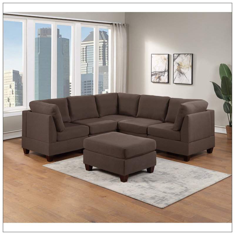 Ensemble modulaire 6 pièces Garrett, Tissu café