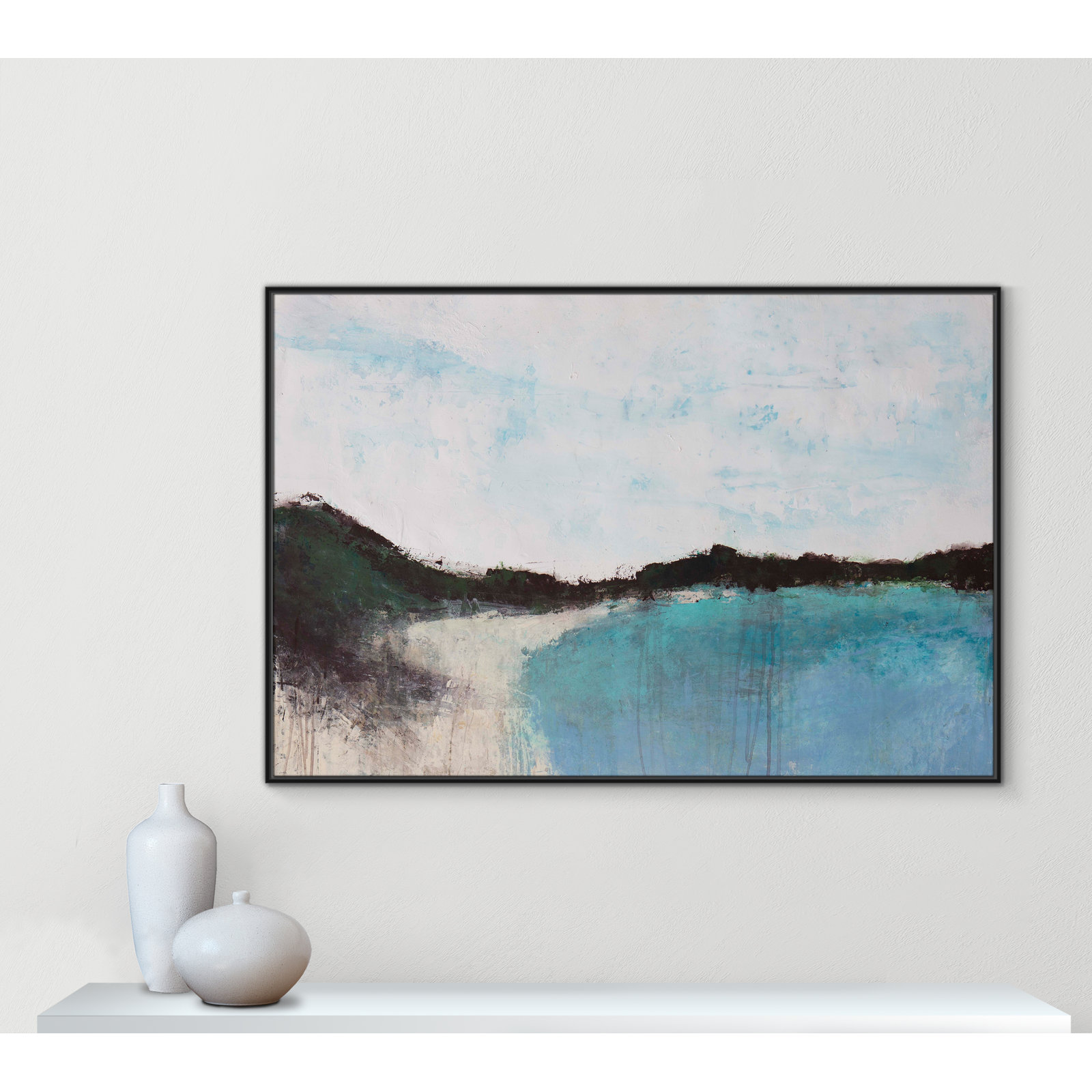 Mountainside Lakeview III by Filippo Ioco, 41.5'' H x 61.5'' W x 2'' D, Black Framed