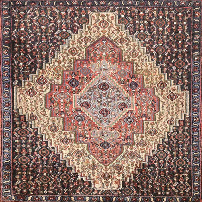 Tapis oriental brun / beige, Carré 5 pi
