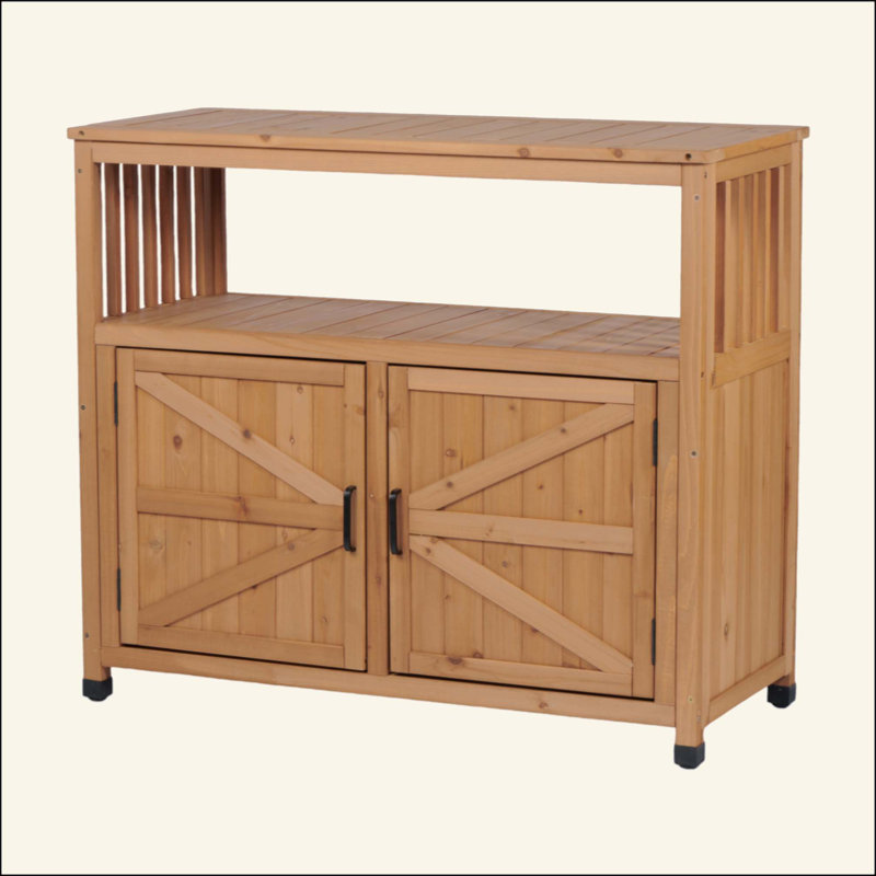 Ensemble de table de bar en bois avec rangement, buffet pour armoire d'extérieur et d'intérieur