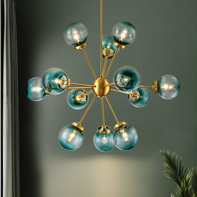 Burness 12 - Light Sputnik Modern Gradient Blue Glass Globe Bubble Dining Chandelier