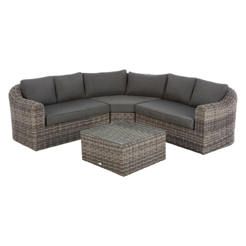 Bestla 5 Seater Rattan Corner Sofa Set, Shadow Land, Dark Grey