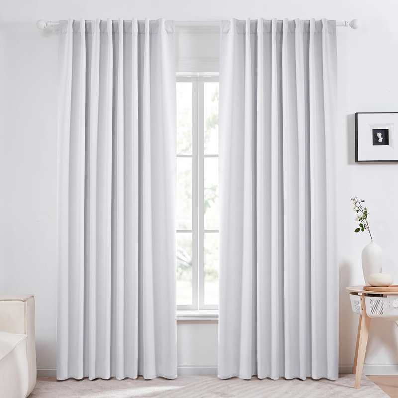 Blackout Thermal Insulated Room Darkening Curtains,  Back Tab & Rod Pocket for Bedroom & Living Room (Set of 2), Beige