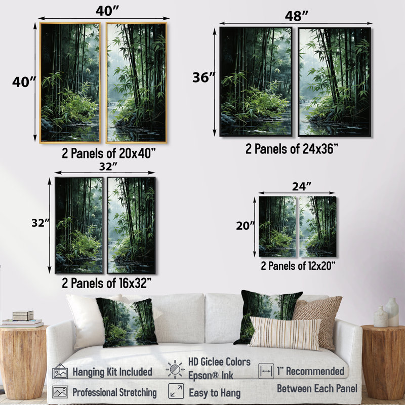 «Japon Art Bamboo Forest», reproduction d'art sur toile, H 40 po x l 40 po, Impression encadrée flottante, Brun