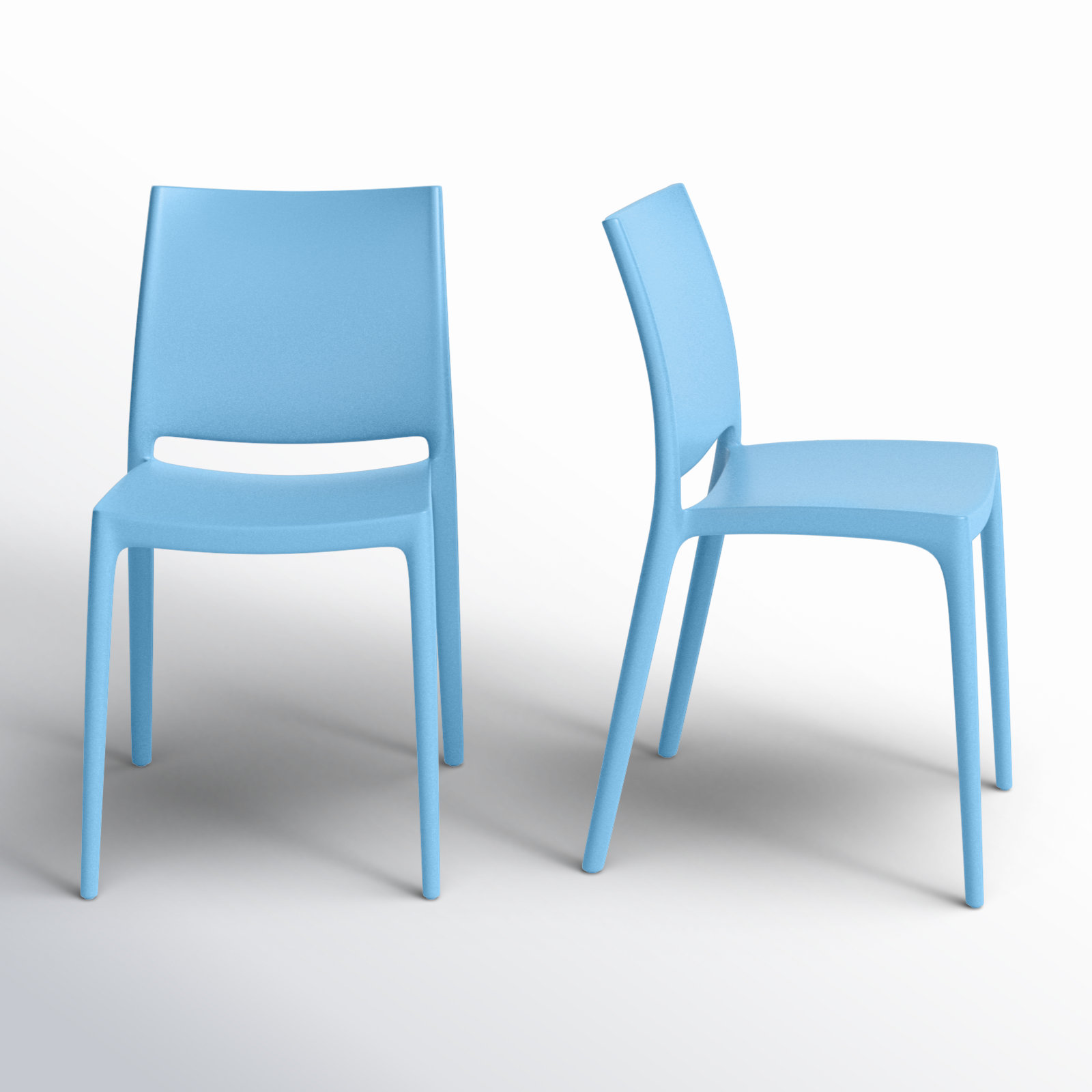 Burt Stackable Patio Side Chair, Light Blue