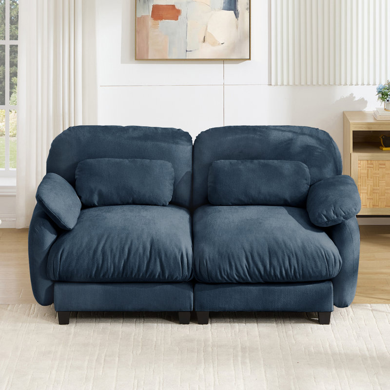 Canapé modulaire 2 places Cloud Feel, chenille bleue, Bleu