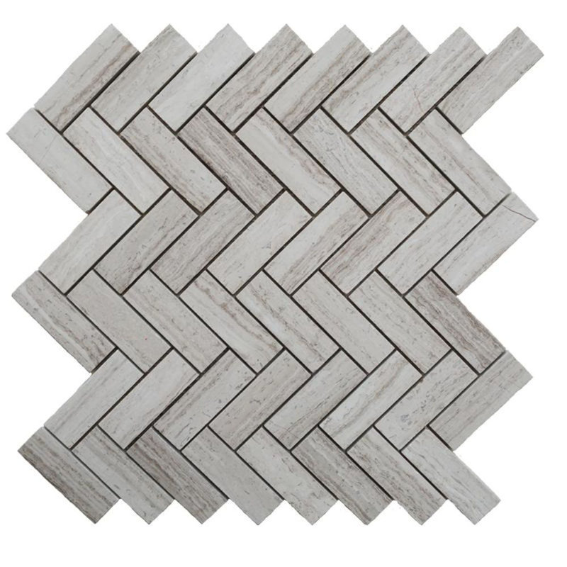 Carreau de mosaïque en marbre à chevrons 1 po x 3 po