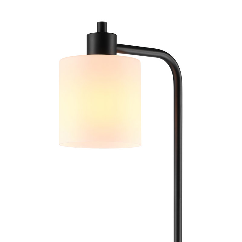 Lampe sur pied 62 pouces noir mat avec abat-jour en plastique givré