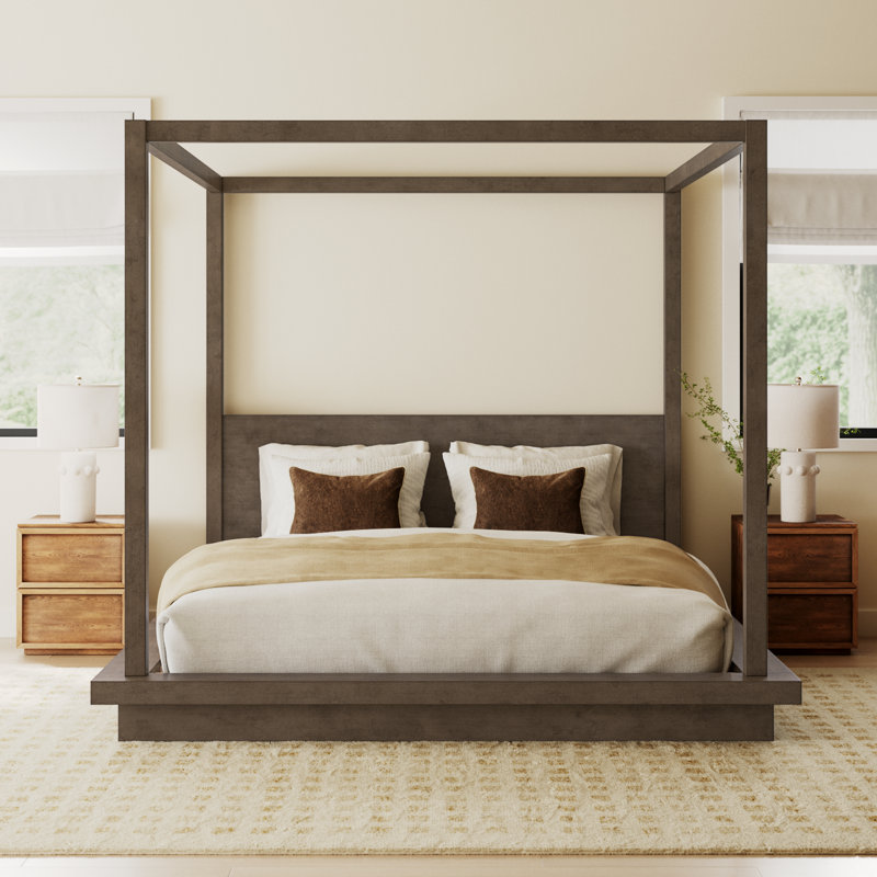 Brooks Solid Wood Low Profile Canopy Bed, King