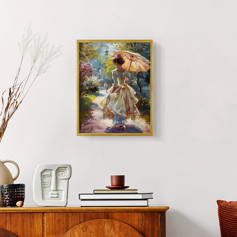 WOMEN-L III - Reproduction d'art encadrée de qualité supérieure - prête à être accrochée, H 20 po x l 16 po, Or