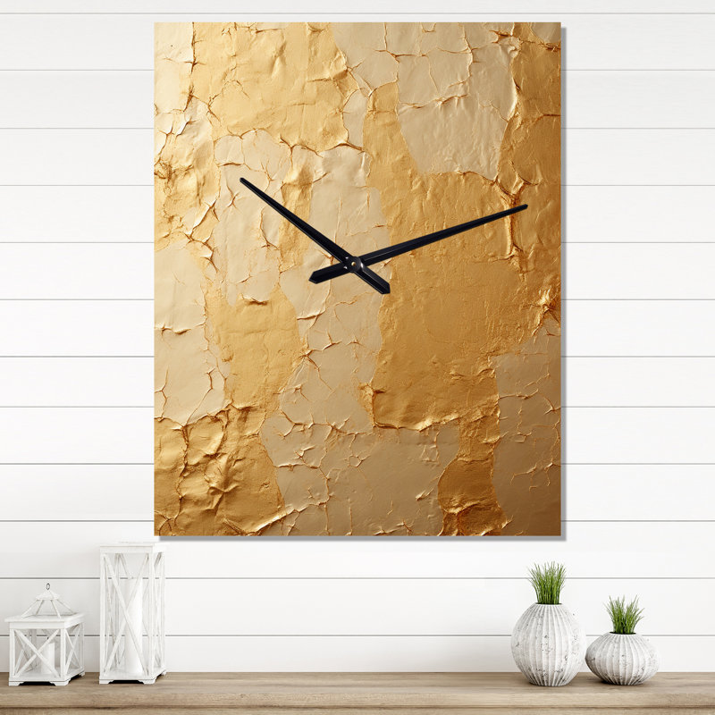Gentle Abundance Retro Gold Abstract - Peinture abstraite horloges murales, Très grand