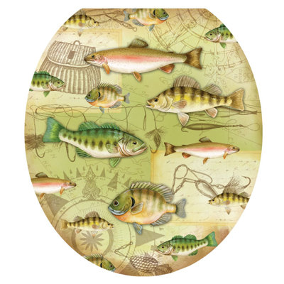 Décalcomanie de siège de toilette Cabin Gone Fishing - housse de couvercle en vinyle antidérapant réutilisable