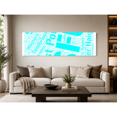 Art textuel sur toile San Francisco Quarters - cyan
