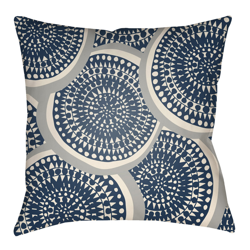 Litchfield Summerville Outdoor Square Pillow Cover & Insert, Teal/Ivory, 18" H x 18" W 1" D