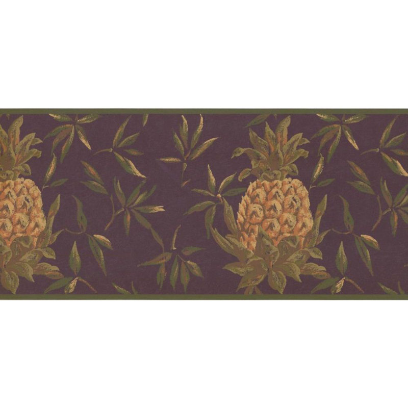 Bordure de papier peint à motif de fruits ananas L 15 pi x l 9 po Hodge, Mauve