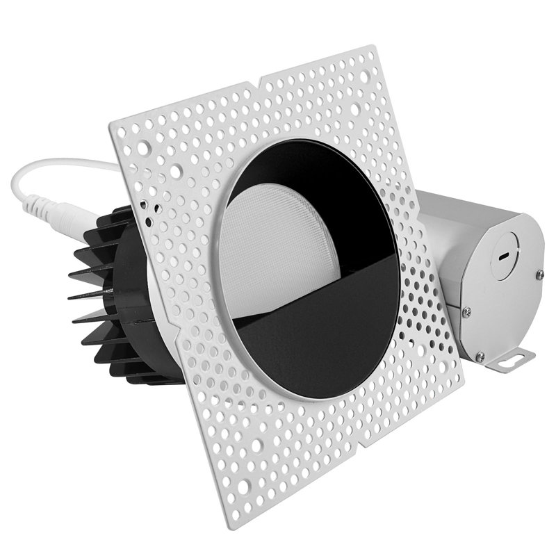Projecteur encastré sans cadre à DEL de 4 pouces avec remplacement de garniture murale noire 25W, 2000LM, 5CCT, à intensité variable, CRI90, ETL, blanc + noir LUXRITE