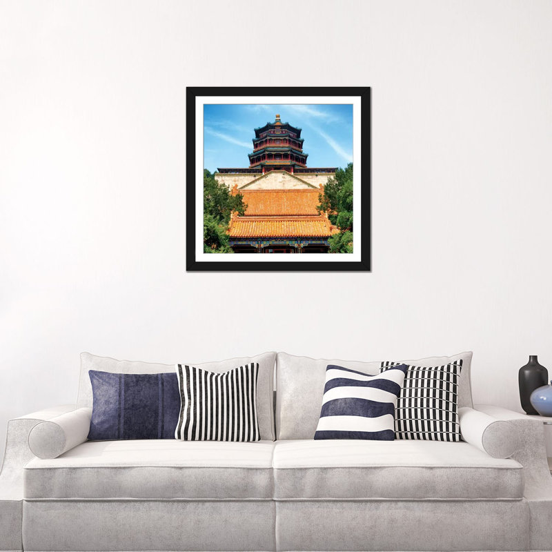 « summer palace i », reproduction de photo sur toile tendue, Blanc, Papier beaux-arts encadré noir