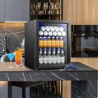 Electactic 1.7 Cu.ft Glass Door Beverage Cooler, Holds 68 Cans, Adjustable Temperature (40-61F), Quiet Compressor & Metal Shelves, Digital Temperatur | Fridge.com