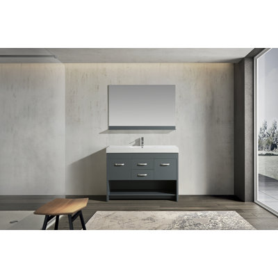 Ensemble de meuble-lavabo de salle de bain simple avec miroir 48 po Stitt
