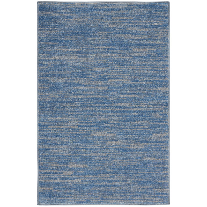 Tapis intérieur / extérieur bleu / gris Nourison Essentials, Tapis de couloir 2 pi 2 po x 7 pi 6 po