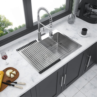 Stainless Steel Drop In Kitchen Sink - 25 X 22 X 10 Inch Drop-In Topmount Sinks 16 Gauge R10 Tight Radius Deep Single Bowl 25" Basin Sink