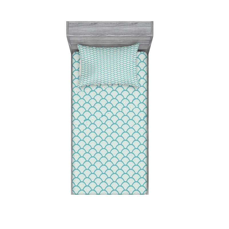 Ensemble de draps géométriques ondulés Narrow Conceptual Waves, Ensemble de draps pour lit simple TG avec drap-hou