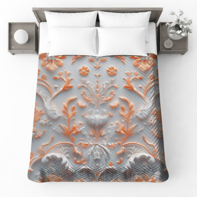 Couvre-lit matelassé à motif floral Ornate