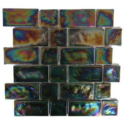 Atmosphere 12 in. x 12 in. Iridescent Recycled Glass Handmade Plastic Face Mounted Mosaic Decorative Wall & Pool Tile