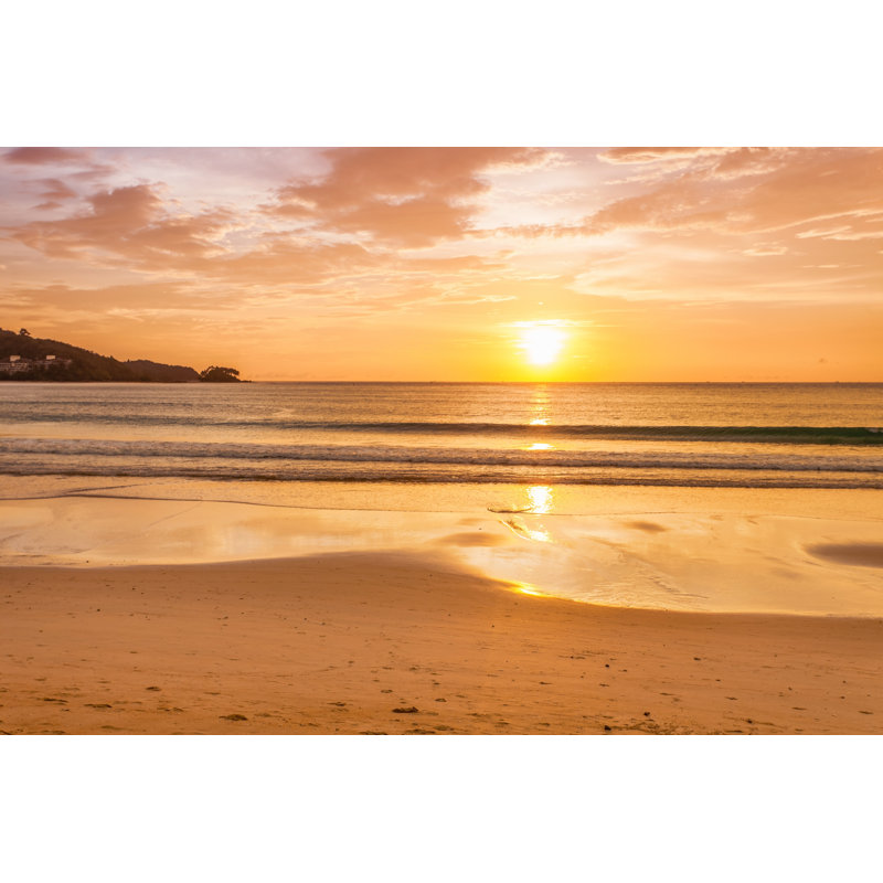 Tropical Beach At Sunset by DeltaOFF - Wrapped Canvas Print, 61cm H x 91cm W x 3.8cm D
