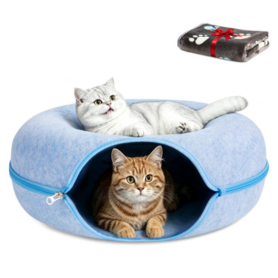 Large 24 inch Peekaboo Cat Cave for Indoors Cats,Cat Dounut Cat Tunnel Bed,Hiding and Exploring Fun,Exercise Scratching, For Large Cat Up To 30 Lbs