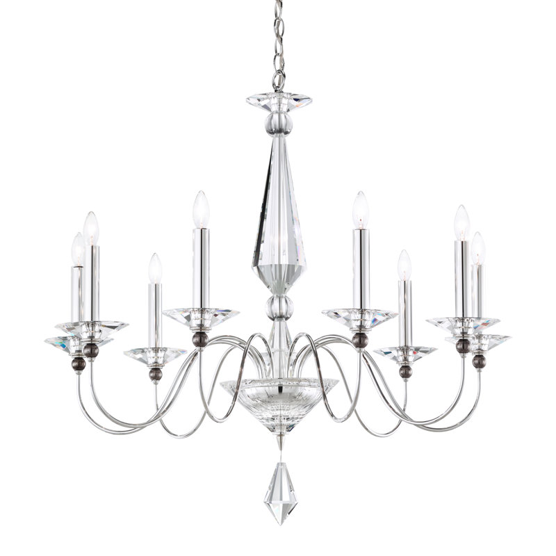 Jasmine 9 - Light Glass Chandelier, Silver, Optic Clear