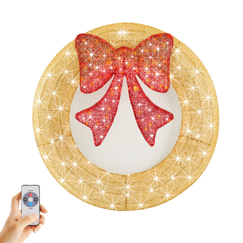 Guirlande lumineuse de Noël pour l'extérieur et l'intérieur, 47,27 po x 3,94 po, Doré / rouge